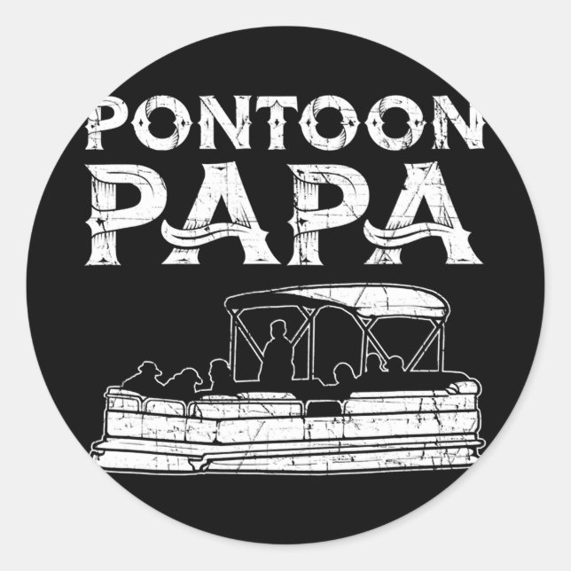 Pontoon Papa Pontoon Runder Aufkleber (Vorderseite)