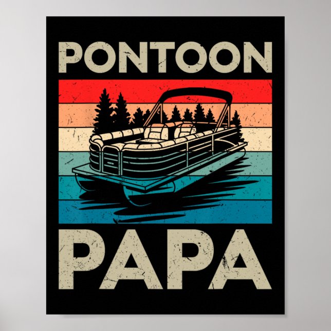 Pontoon Papa Recto Boat Captain Pontoon Eigentümer Poster (Vorne)