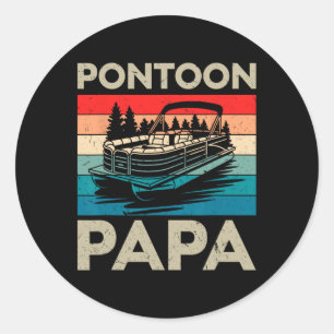 Pontoon Papa Recto Boat Captain Pontoon Eigentümer Runder Aufkleber