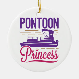 Pontoon Princess Pontooning Motor Bootfahren Keramik Ornament