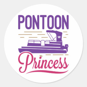 Pontoon Princess Pontooning Motor Bootfahren Runder Aufkleber