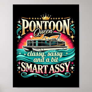 Pontoon Queen Women Pontoon Boot Captain Bootfahre Poster