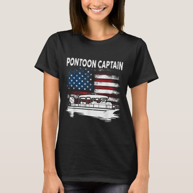 Pontoonboot-Kapitän 4. Juli Pontoonboot  T-Shirt (Vorderseite)