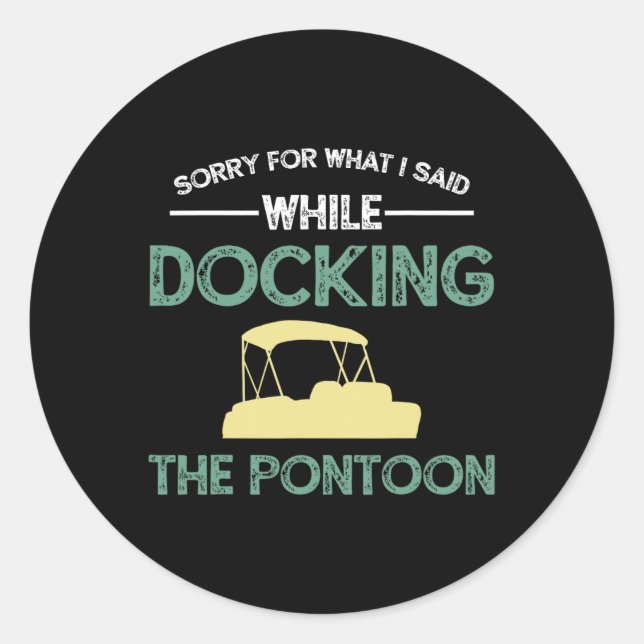 Pontoonboot-Kapitän Bootfahren  Runder Aufkleber (Vorderseite)
