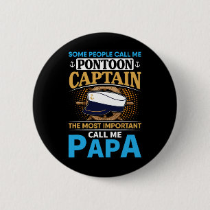 Pontoonboot-Kapitän Geschenk für Großvater Vater P Button