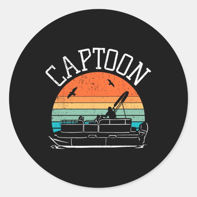 Pontoonboot-Kapitän I Captoon I Skipper Pontoon B Runder Aufkleber (Vorderseite)