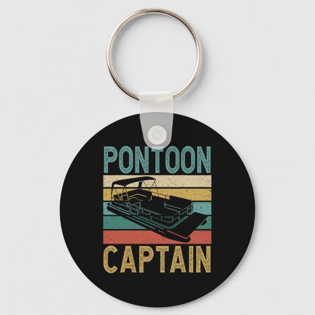 Pontoonboot Kapitän Lustiger Pontoonboot Booten Ca Schlüsselanhänger (Vorderseite)