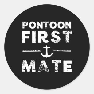Pontoonbootfahren Erster Maat Bootsanker Männer Fr Runder Aufkleber