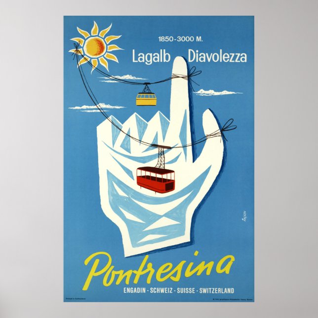 Pontresina, Engadin, Schweiz,Reiseplakat Poster (Vorne)