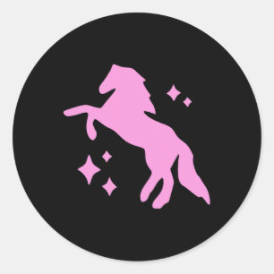 Pony and Heelses Lover Pink Girls Clubs Disco Birt Runder Aufkleber