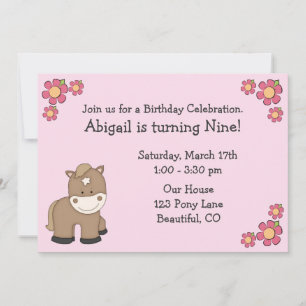 Pony Birthday Einladungen für Mädchen