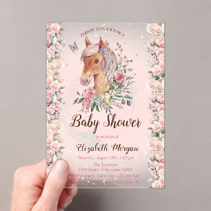 Pony Blumen Rosen Sterne Babyparty-Einladung Acryleinladungen