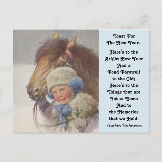 Pony Childhood Memory New Year's Toast Postkarten (Vorderseite)
