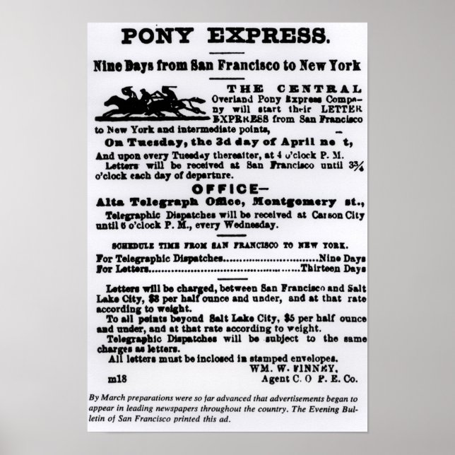 Pony Express, 9 Tage Poster (Vorne)