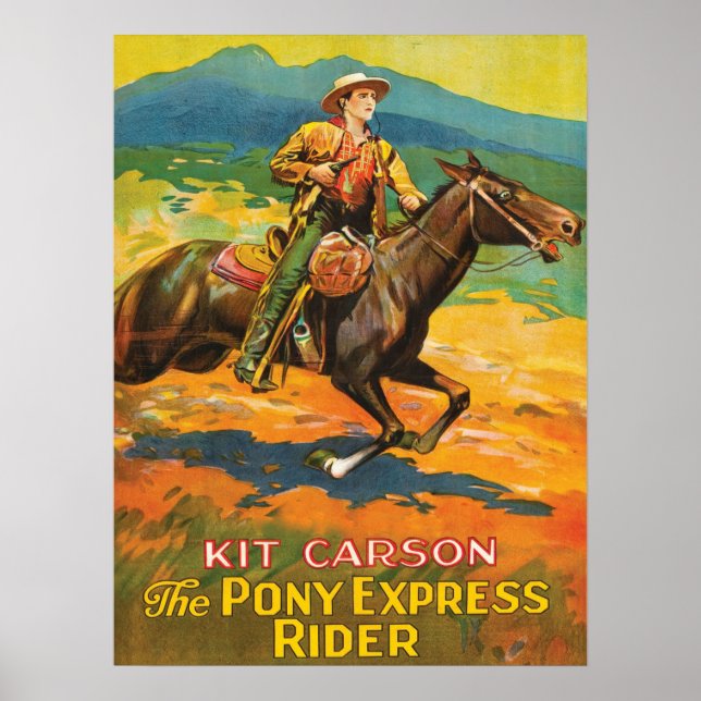 Pony Express 🌄 Kit Carson Historic Cowboy Poster (Vorne)
