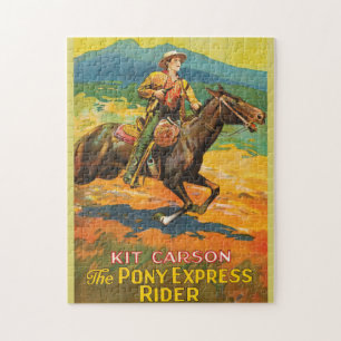 Pony Express 🌄 Kit Carson Historischer Cowboy vin Puzzle