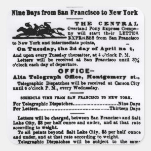 Pony Express, neun Tage Quadratischer Aufkleber