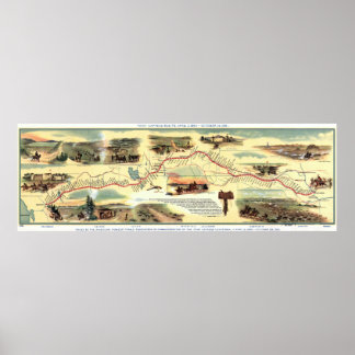 Pony Express Route: Amerikanische Geschichte 1860- Poster