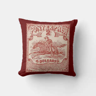 Pony Express Vintage Briefmarke Kissen