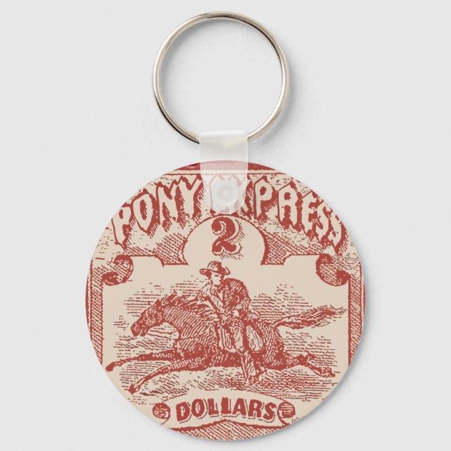 Pony Express Vintage Briefmarke Schlüsselanhänger (Vorderseite)