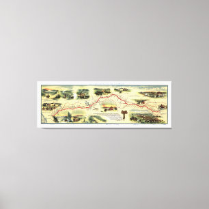 Pony Express-Weg-Bild-Karte 1860 Leinwanddruck