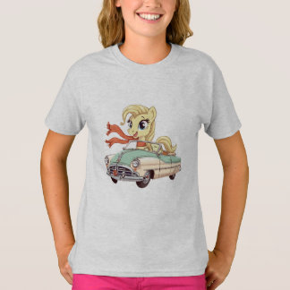 Pony fährt in einem vintage Cabrio T-Shirt