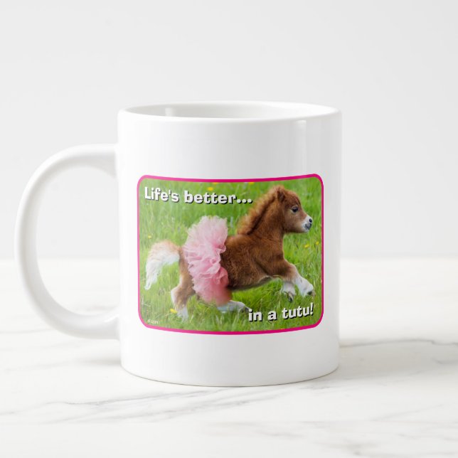 Pony in Tutu Jumbo-Tasse (Links)