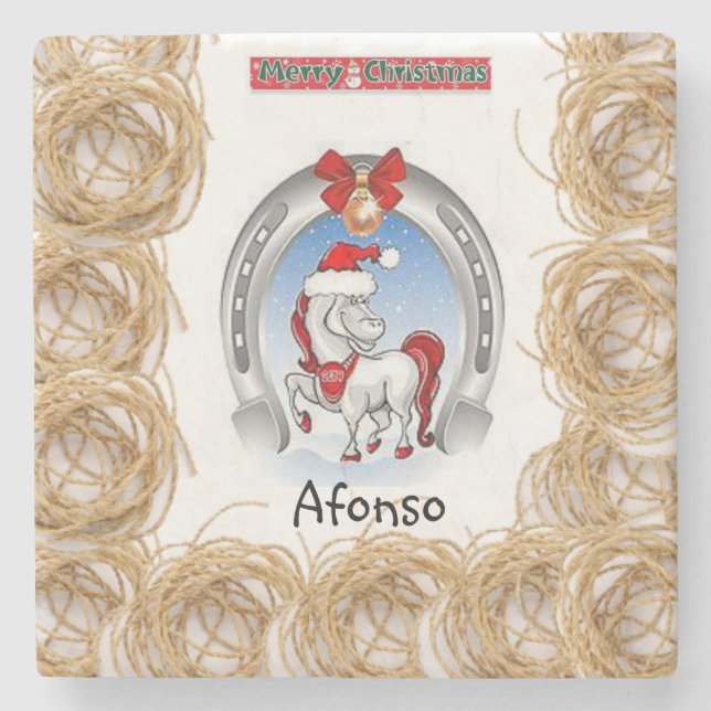 Pony Marble Stone Untersetzer Weihnachten (Vorderseite)