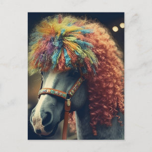Pony mit Clownhaar Postkarte