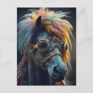 Pony mit Clownhaar und Google Postkarte