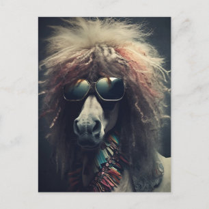 Pony mit Clownhaar und Sonnenbrille Postkarte