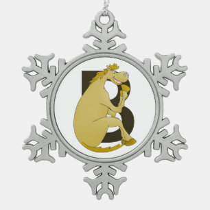Pony Monogram Letter B Schneeflocken Zinn-Ornament