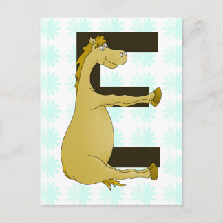 Pony Monogram Letter E Personalisiert Postkarte