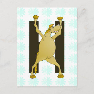 Pony Monogram Letter H Personalisiert Postkarte