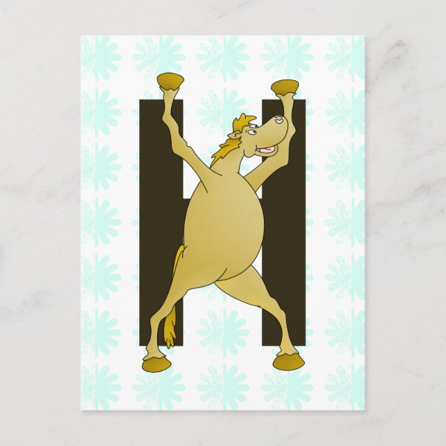 Pony Monogram Letter H Personalisiert Postkarte (Vorderseite)