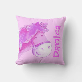 Pony Name & Geburt neugeborenes Geschenk blasses l Kissen