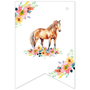 Pony of Horse Watercolor Geburtstagsparty Wimpelkette