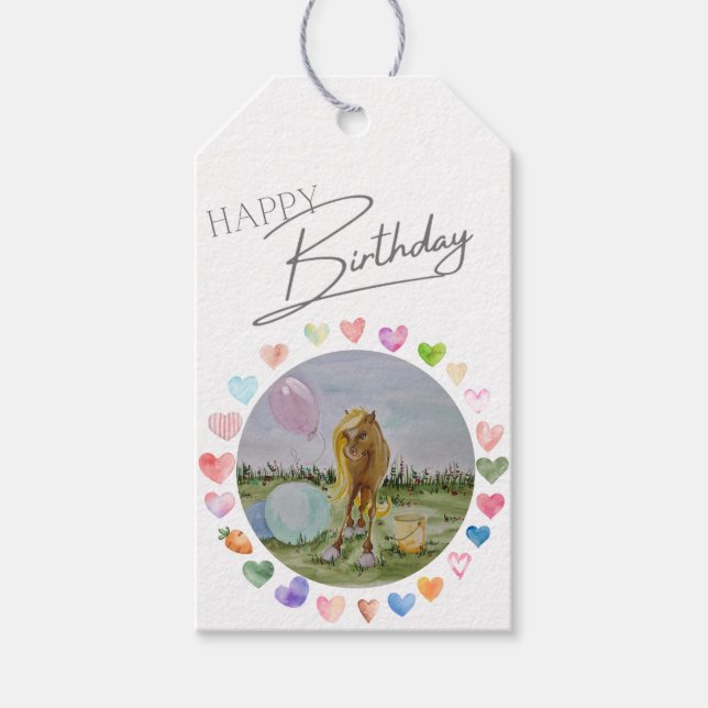 Pony Party Geschenkanhänger, Kindergeburstags Deko Geschenkanhänger (Vorderseite)