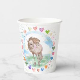 Pony Party Pappbecher, Pferdemotiv für Kinder Pappbecher