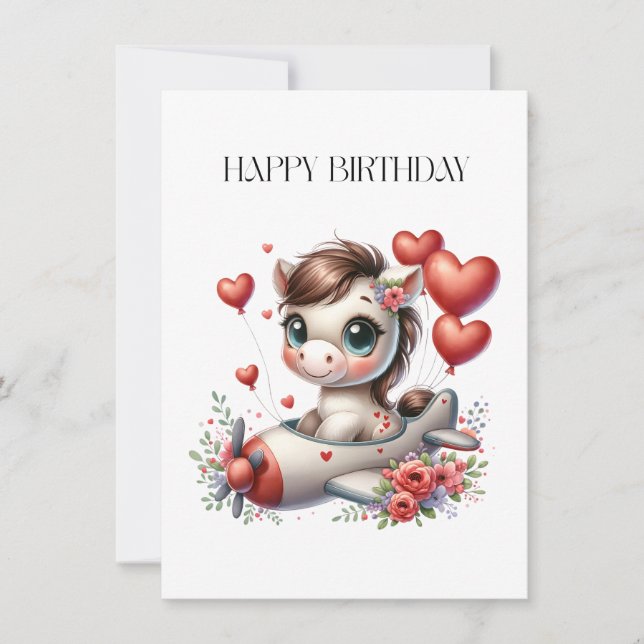 Pony Pilot Geburtstag Einladung (Vorderseite)