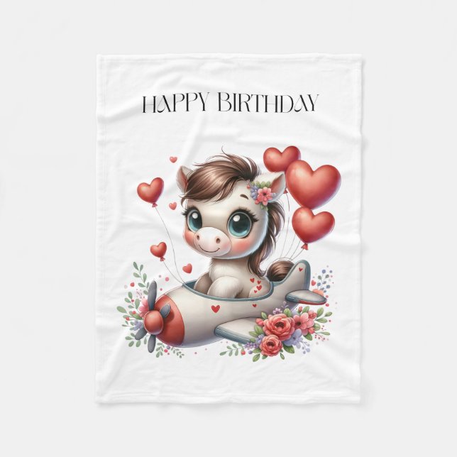 Pony Pilot Geburtstag Fleecedecke (Vorderseite)