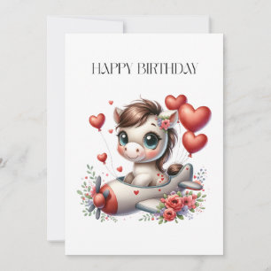 Pony Pilot Geburtstag Mitteilungskarte