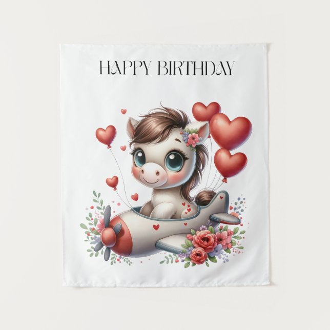 Pony Pilot Geburtstag Wandteppich (Vorderseite)