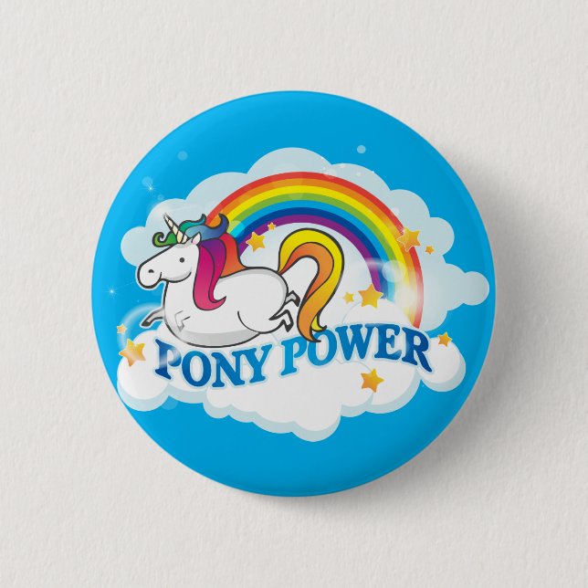 Pony-Powerunicorn-Klassiker-Knopf Button (Vorderseite)