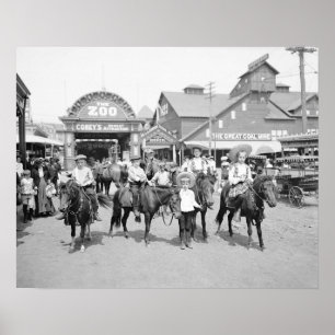 Pony-Reiter bei Coney Island, 1904. Vintages Foto Poster