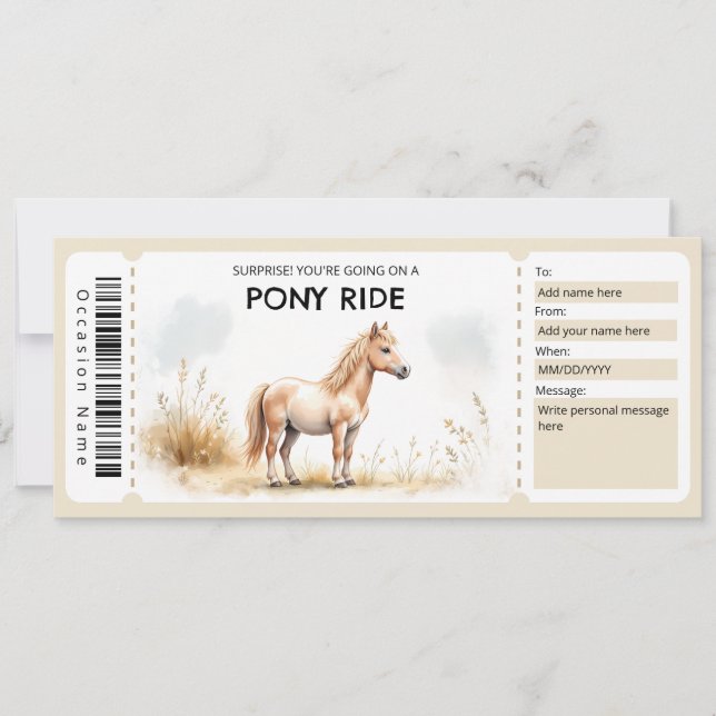 Pony Ride Gift Certificate Einladung (Vorderseite)