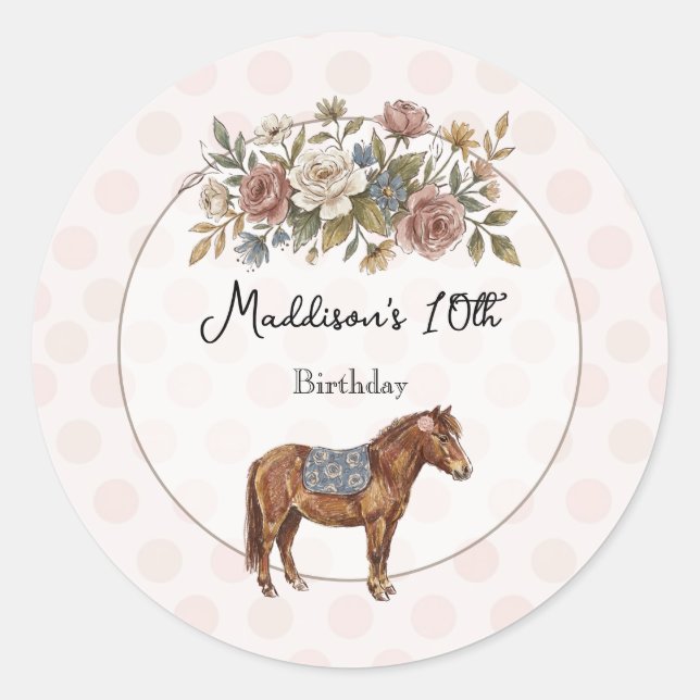 Pony Runder Aufkleber (Vorderseite)