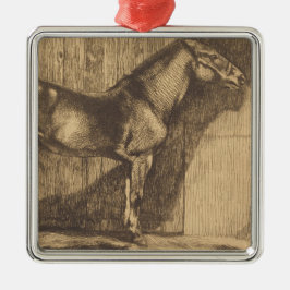 Pony-Sketch (von Paul-Albert Besnard) Ornament Aus Metall