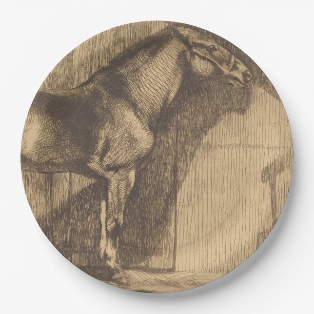 Pony-Sketch (von Paul-Albert Besnard) Pappteller (Vorderseite)