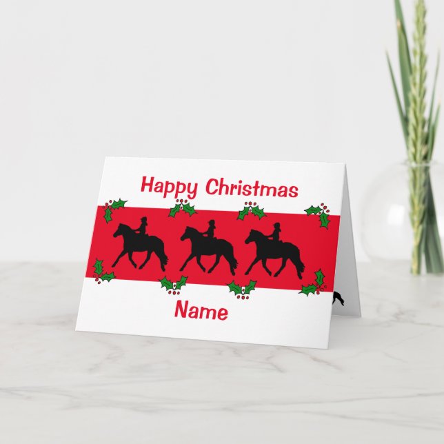 Pony Trotting Silhouette Frohe Weihnachten Karte (Vorderseite)